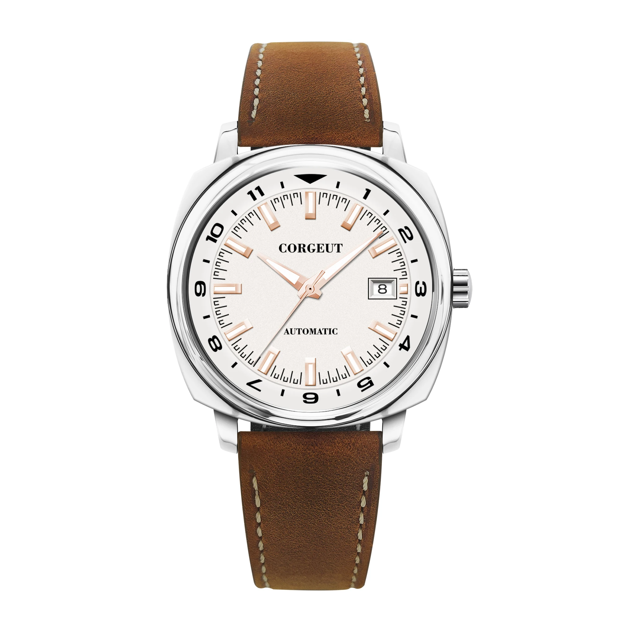 Relógio Masculino Mecânico Automático (branco) De 42 Mm, Com Vidro Mineral Resistente À Água.