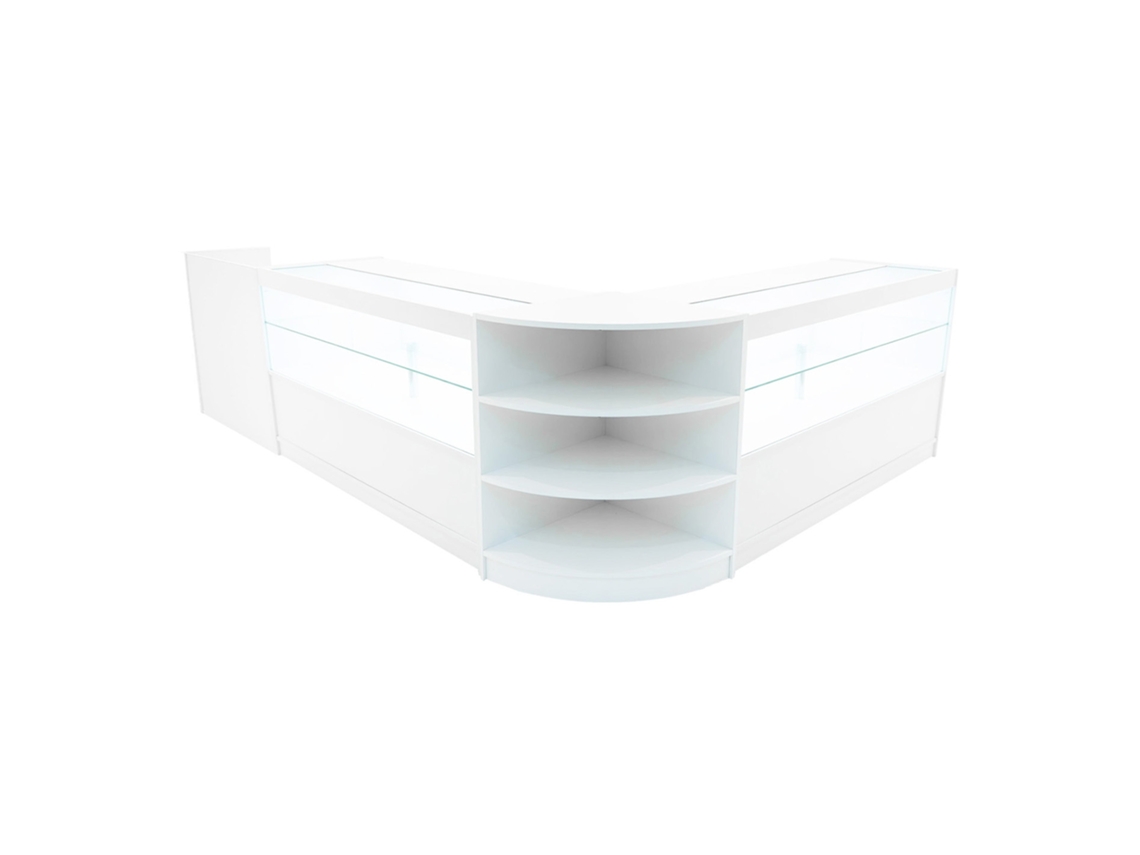 Conjunto De Balces Comerciais Eclipse | Branco | Lm60 2xc1500 Tb60 | Mdf E Vidro Temperado | Prateleiras E Portas Monstershop
