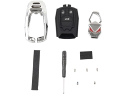 Lirun 1-conjunto De 3 Botões Para Chaveiro Carro, Liga De Zinco E Capa Silicone Prateada Para Audi A4 2016-2019