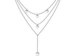 2026 cadena de Collar de Plata Ley 925 de Tres Capas Con Colgante para Mujer Estilo Geométrico Ajustable Heart Layered