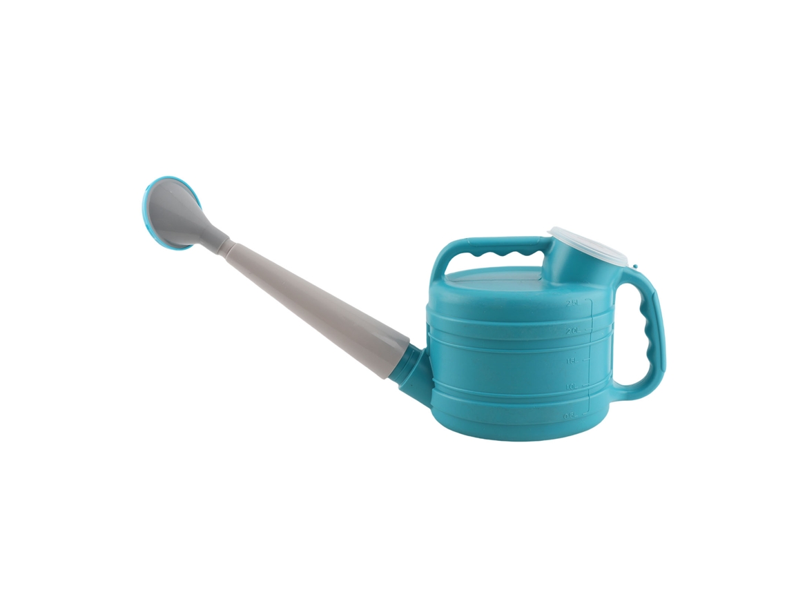 Regador de plástico PE para plantas com grande capacidade de 2,5L e boca larga, ferramenta de jardinagem azul.