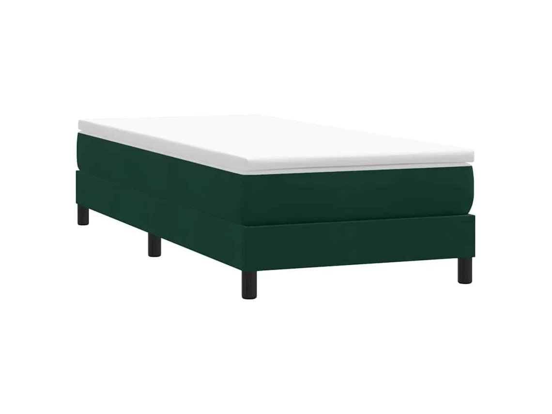 Vidaxl Box Cama De Molas Sem Colchão Verde Escuro 100x210 Cm Veludo