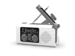 Rádio com célula solar AQUAFORGE, gerador manual 2000mah, lanterna, branco