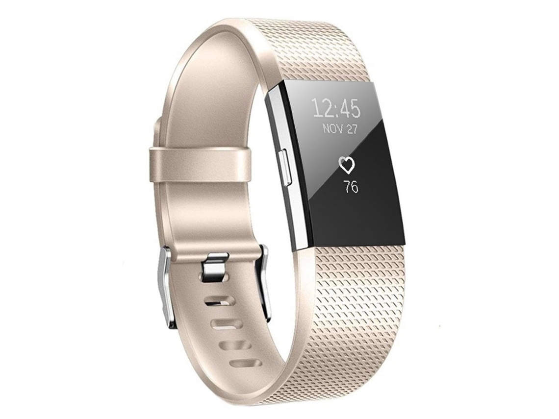 Bracelete de Smartwatch para FITBIT Charge 2 de metal xadrez (ouro champanhe)