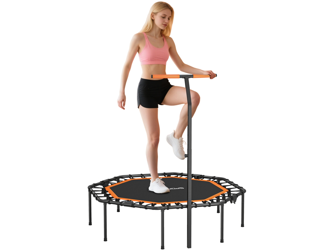 Cama Elástica De Fitness, De Treino Com Barra De Apoio Ajustável, Estável E Silenciosa, Para Uso Interno, Em Aço, Laranja.