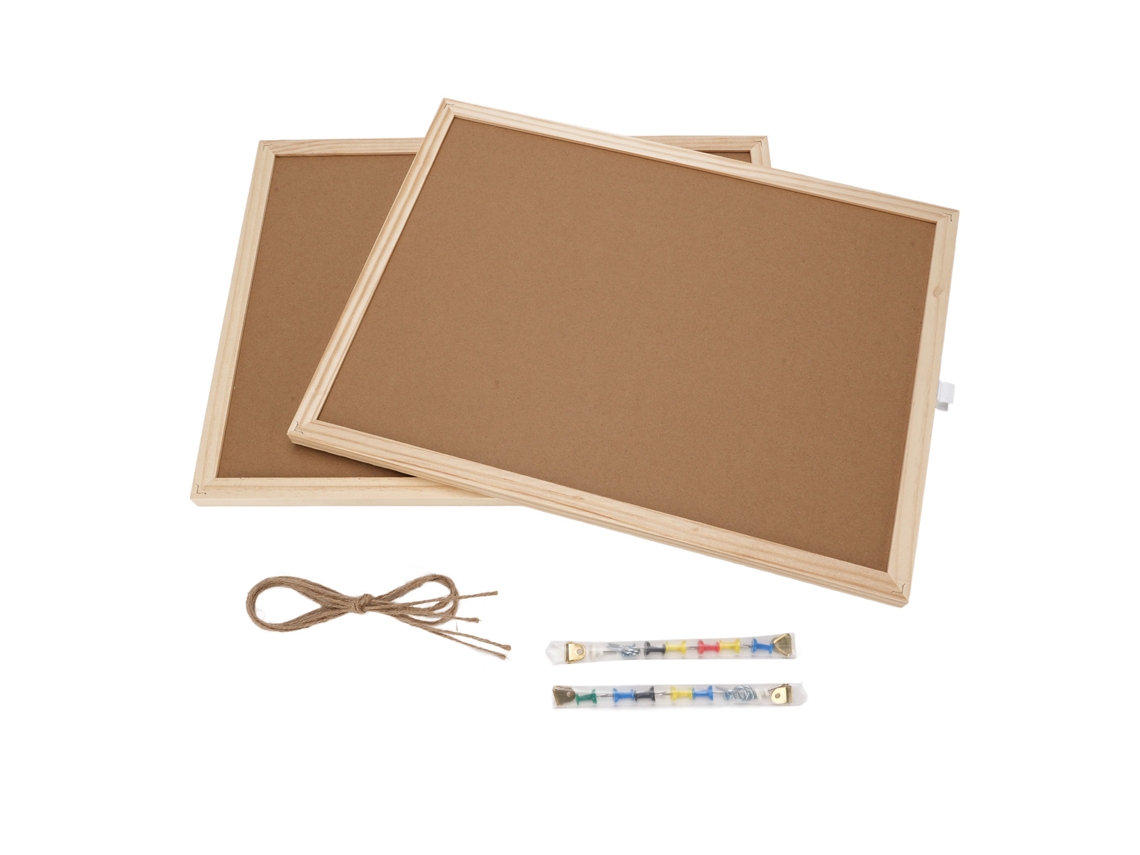 2 Painéis De Cortiça 30x40cm Com Moldura De Madeira Quadro De Avisos Decorativo Para Parede Escritório