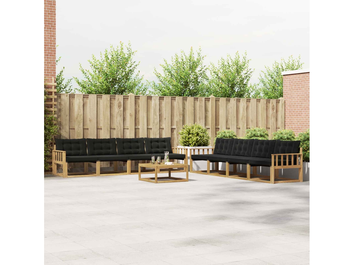 Vidaxl Conjunto De Sofás Para Exterior 9 Unid. Branco E Preto