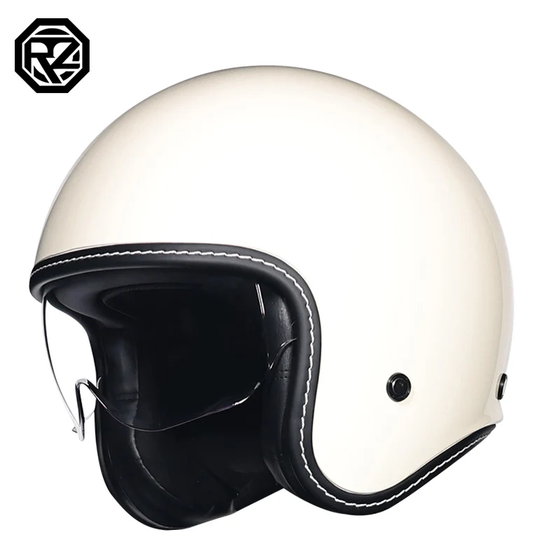 (g) Capacete De Motocicleta, Modelo Retrô 3/4 Com Viseira Integrada.