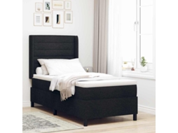 Vidaxl Cama Box Com Almofada Com Cabeceira Preto 200 X 90 Cm Tecido