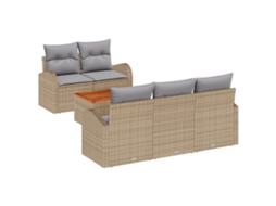 Conjunto 6 Conjunto De Sofá De Jardim Vidaxl Bege Vime Pe (55 X 55 X 37 Cm)