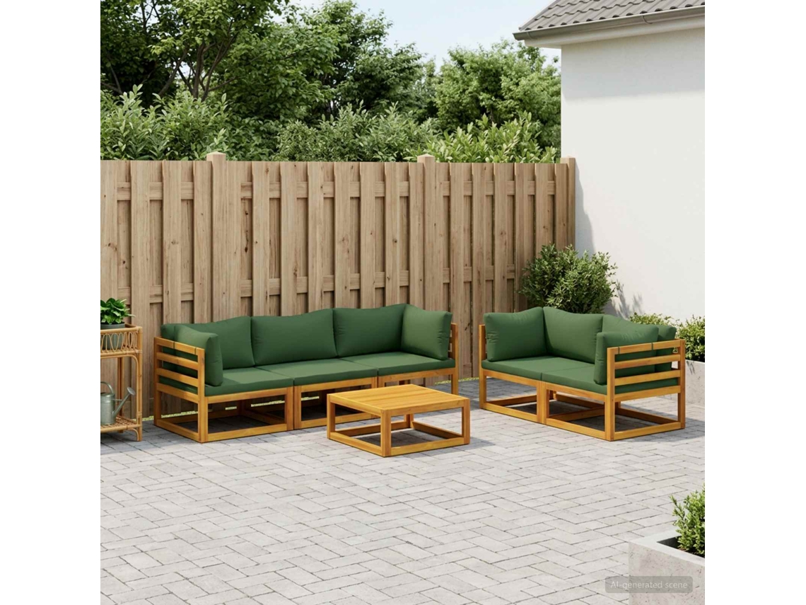 Vidaxl Conjunto De Sofás 6 Unid. Natural Madeira Sólida De Acácia