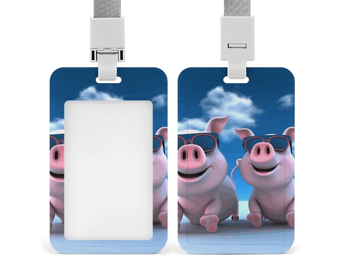 Clipe Crachá, Design Fofo E Funtivo De Porquinho Impresso Em 3d Com Cordão, Porta Crachá, Cordão