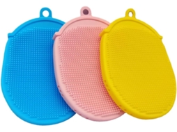 Lurelia Kit De 3 Escovas De Silicone Para Banho De Cuidado Corporal, Dupla Face, Cerdas Macias E Pega Ergonómica, Uso Diário