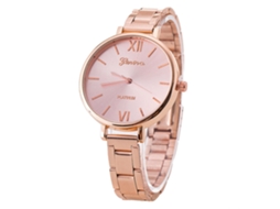 Reloj De Pulsera De Cuarzo Para Hombre Con Correa De Acero Dial Redondo Trendy (oro Rosa)