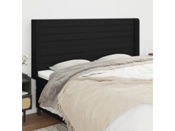 Vidaxl Cabeceira De Cama C/ Abas Tecido 163x16x118/128 Cm Preto