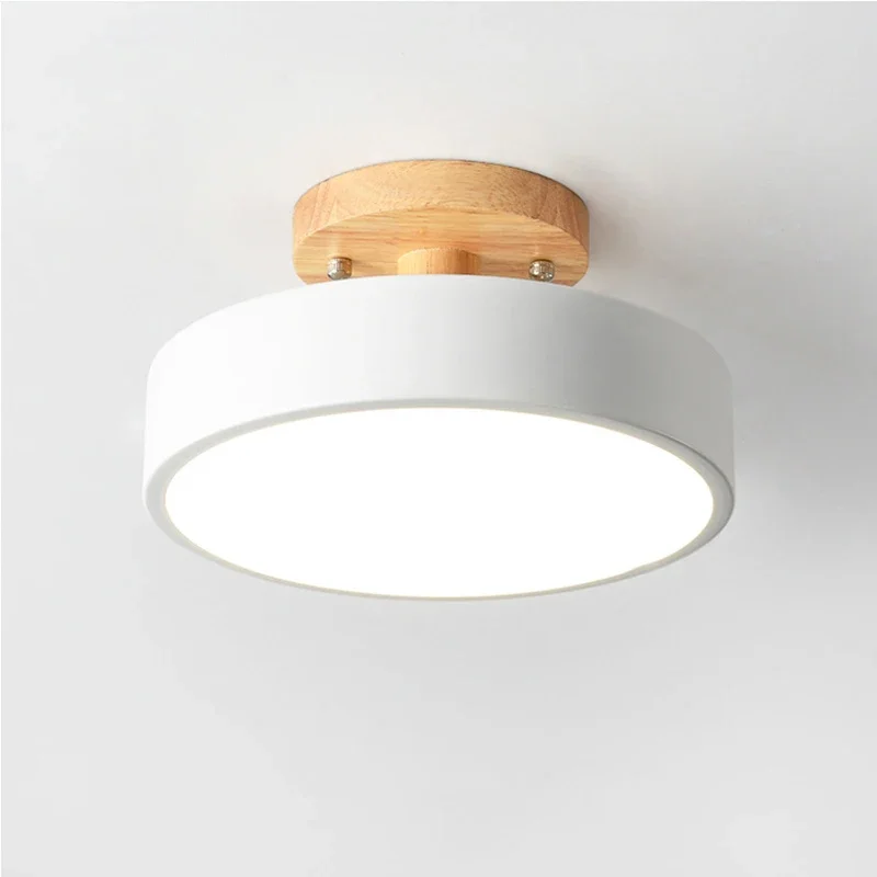 Luminária De Teto Estilo Industrial Nórdico (branco Versátil 18cm), Feita De Madeira E Ferro.