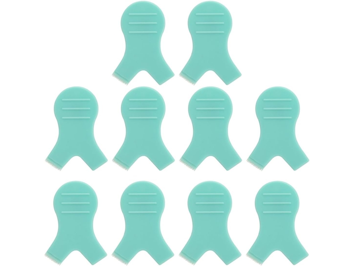 Conjunto De 10 Peças De Separadores E Pincéis De Plástico Verde.