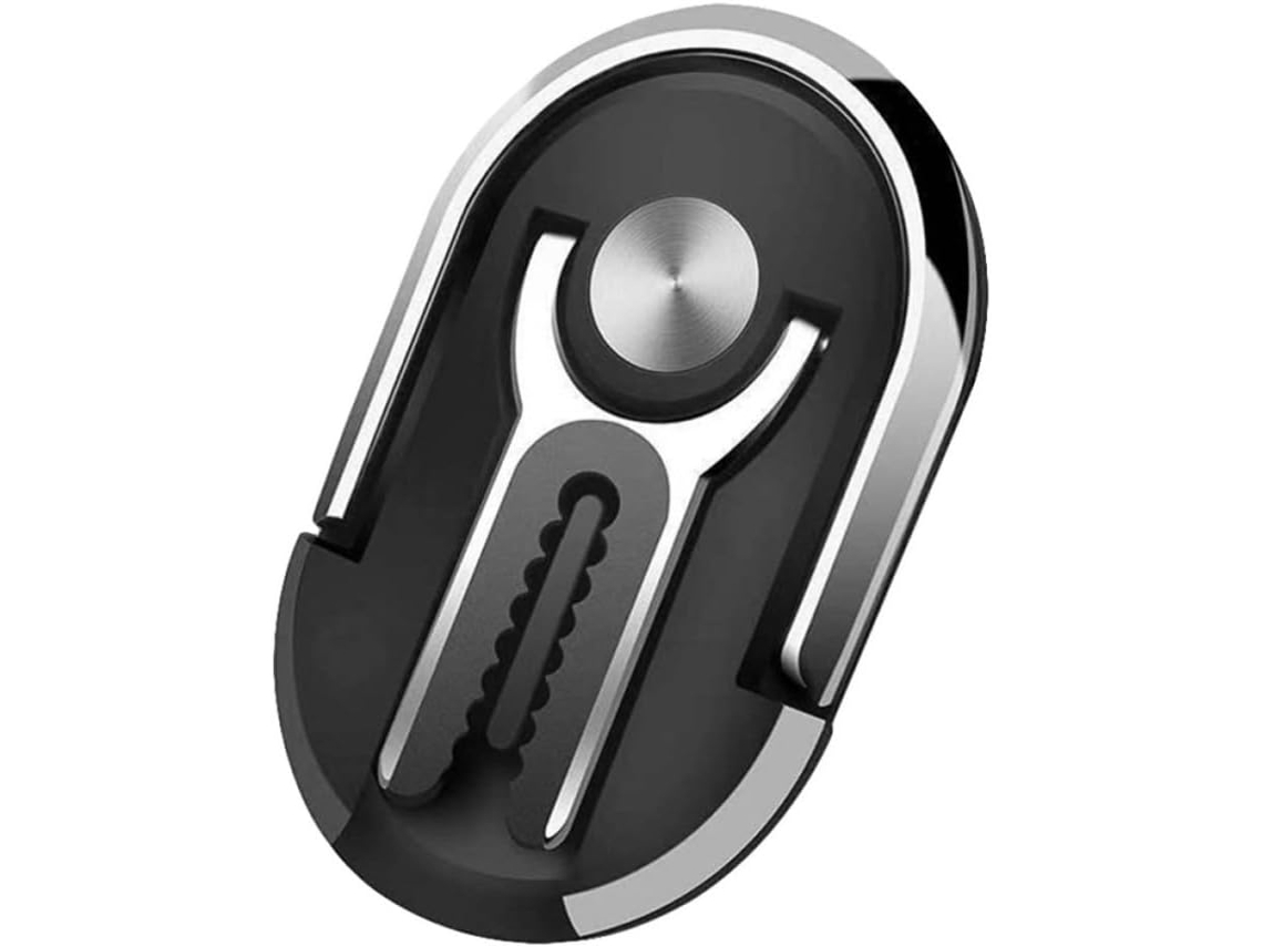 Suporte Oval Para Fones De Ouvido Com Rotação De 360° Em Liga Metálica Preta Antiderrapante.