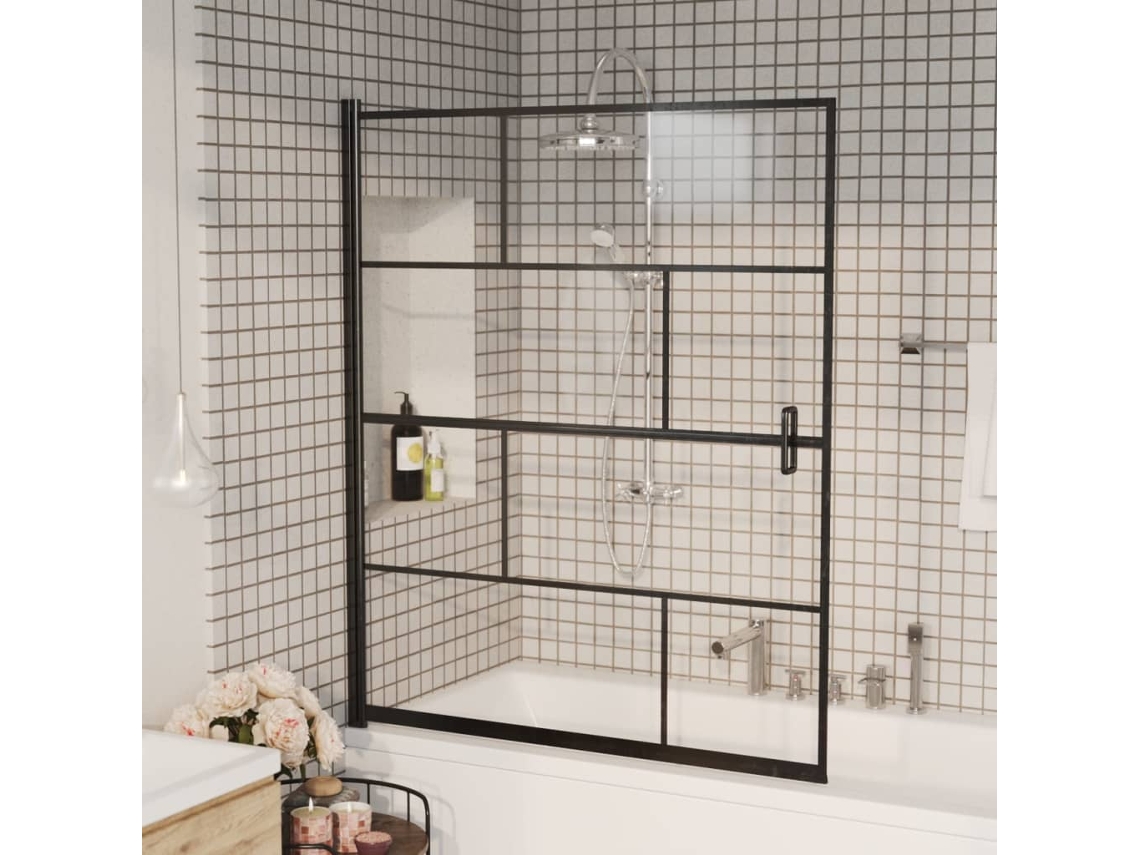 Vidaxl Divisória De Chuveiro Esg 116x140 Cm Preto
