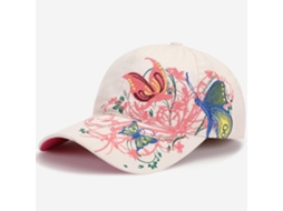 Boné de Beisebol Aba Chapéus Femininos Verão Bordado Flores Vermelha Branca Ajustável