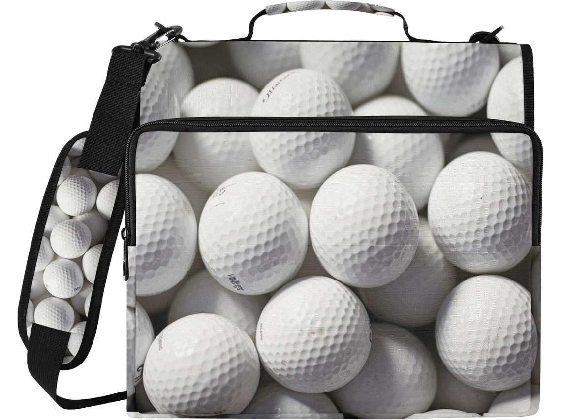 Bolsa Organizadora Fichário Em Formato De Bola Golfe, Feita De Poliéster Impermeável Com Zíper E 3 Argolas, Ideal