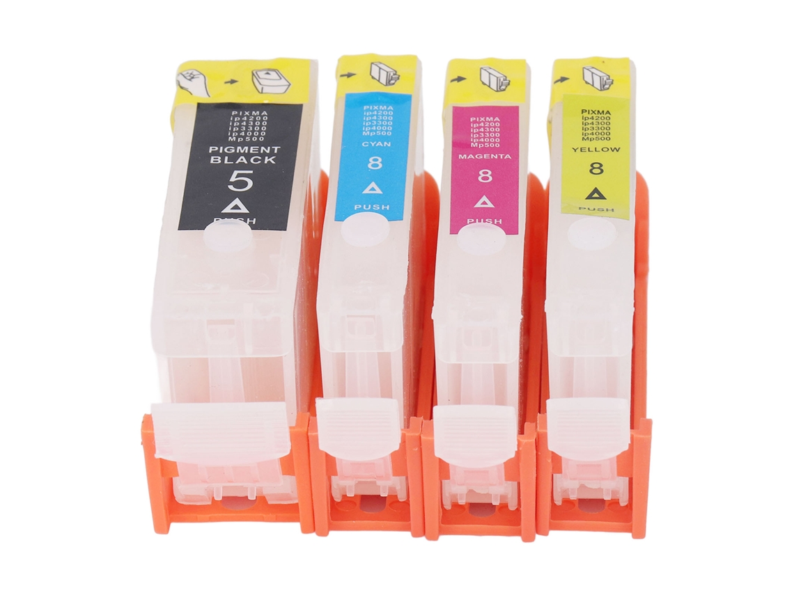 4pcs Cartucho de Tinta Refil para Pgi 5bk Cli 8c M Y com Compatibilidade e Alta Capacidade para Impressoras Pixma
