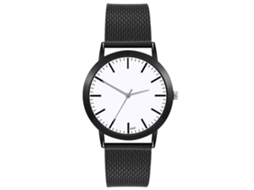 Reloj De Pulsera Para Hombre De Moda Con Correa De Pvc, Dial Redondo, Cuarzo, Negro