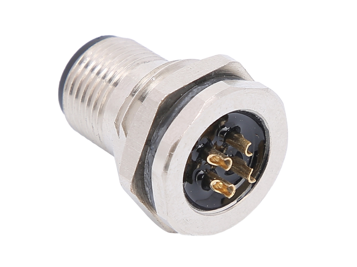 Conector De Painel Embutido À Protrusão Traseira Com 4 Pinos, Impermeável M12fp4 Para Suprimentos Elétricos