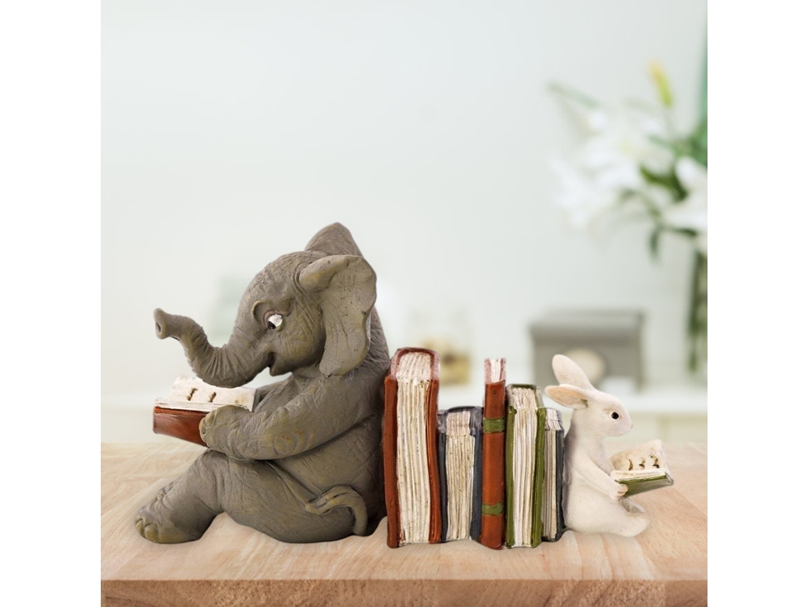 Figuras De Elefante E Coelho De Resina Para Apoiar Livros Decorativos