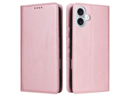 Capa Em Couro Pu Bloqueio Rfid Para Apple Iphone 16 Plus - Rosa