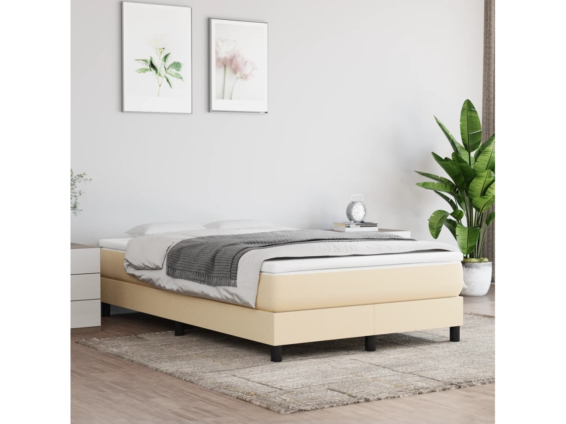 Vidaxl Estrutura De Cama Com Molas 120x200 Cm Tecido Cor Creme