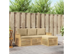 Vidaxl Conjunto De Sofás Para Exterior 4 Unid. Branco E Bege Poliéster