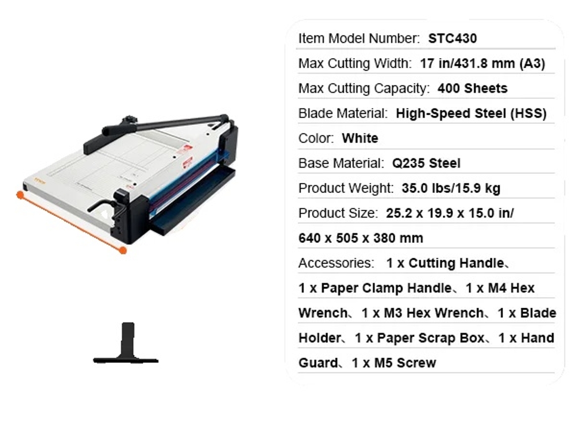 Cortador De Papel, Capacidade Para 400 Folhas, Design Ergonômico, 17polegadas
