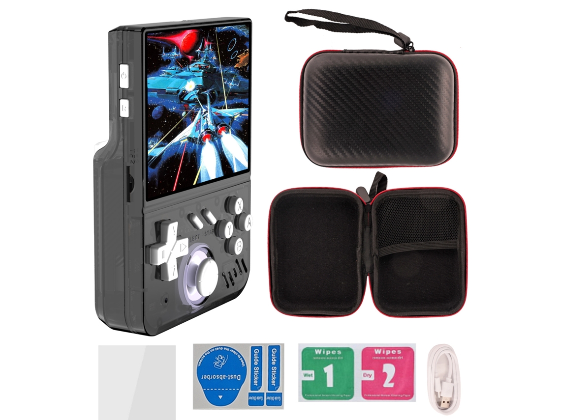 Console Mini Portátil R36s Retro 3.5 Hd, Emulador Gba/arcade/ps1, 28000 Jogos Integrados 128gb Preto Sfushos