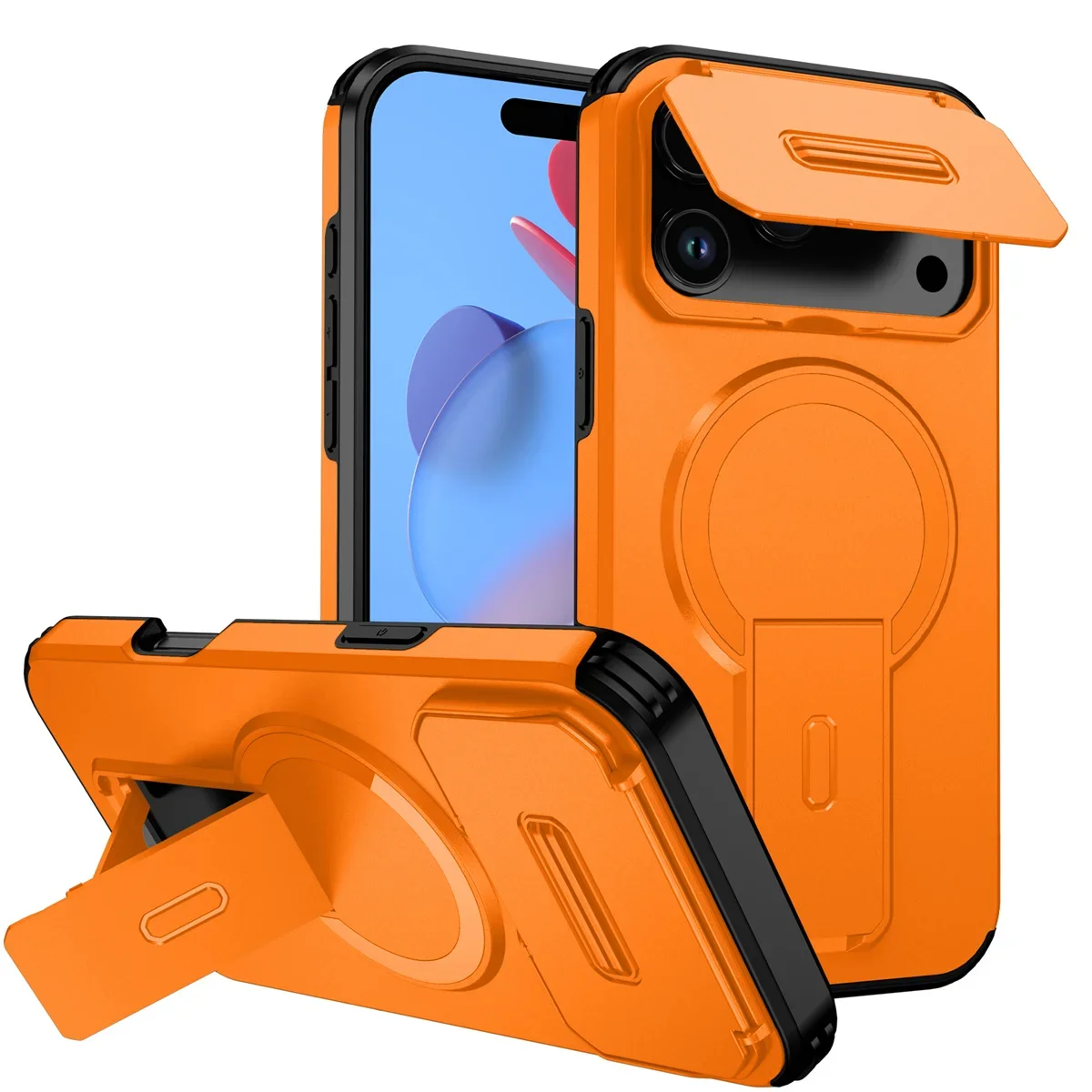 (laranja 13) Capa Flip Resistente A Impactos Para Câmera Com Suporte Magnético