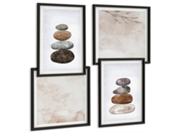 Quadros Decorativos Para Parede Padrões De Folhas Em Formas Onduladas Moldura Preta Fotos Para O Escritório Espelharte (conjunto De 4 Imagens)