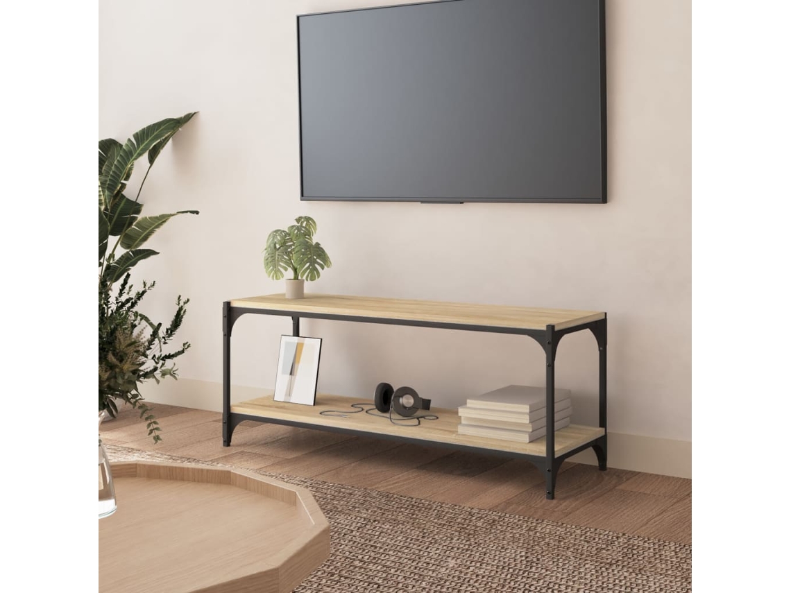 Vidaxl Móvel Tv 100x33x41 Cm Derivados Madeira/aço Cor Carvalho Sonoma