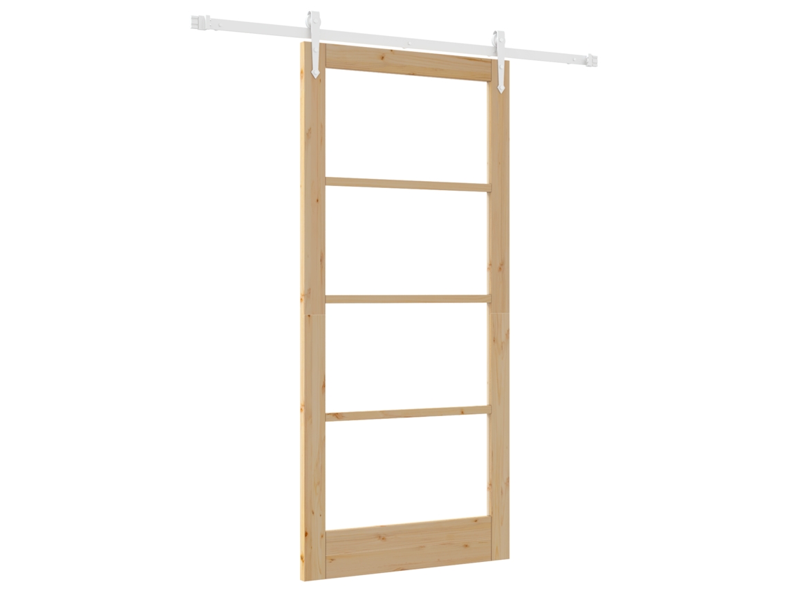 Conjunto 1 Porta Deslizante Vidaxl Castanho Madeira De Pinho Maciça (93 X 202 Cm)