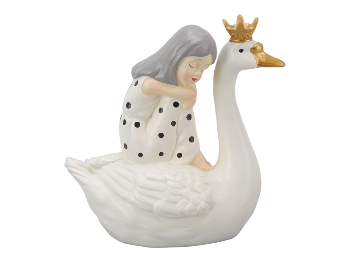 Ornamento Resina Garota Cisne Decoração Ambientes