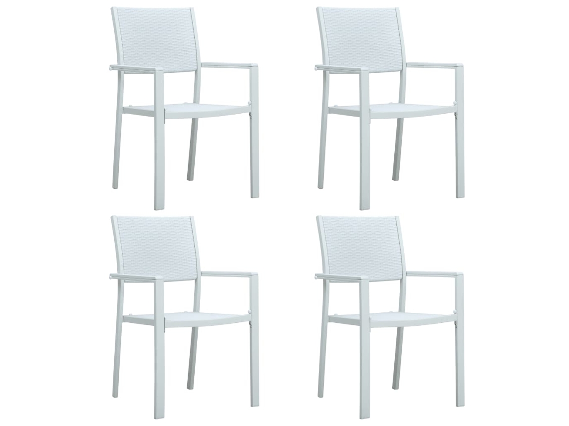 Vidaxl Cadeiras Jardim 4 Pcs Plástico Branco Aspeto Vime