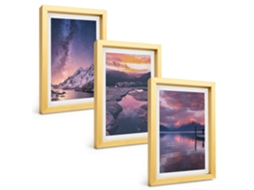 Galeria De Pinturas Muraismontanhas, Água, Belas Paisagens Moldura Dourada Fotos Para O Escritório Espelharte (3 Peças 20x30 Cm)