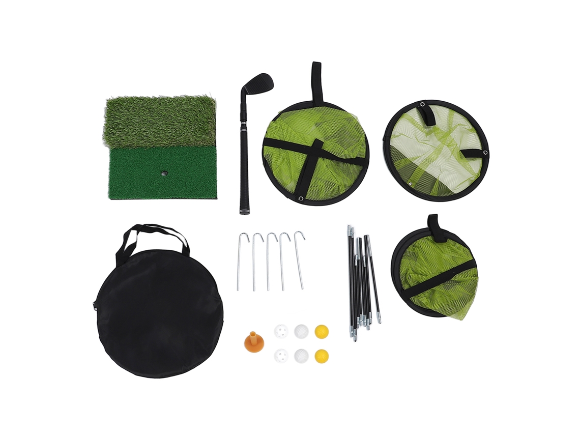 Rede De Chipping De Golfe Com Poliéster, Vara Ajustável, Bolas E Tapete Para Prática De Alvo Adultos E Crianças