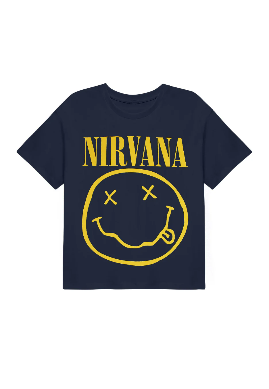 Sizexxxl Nirvana - Happy Face Flower Sniffin Cropped Navy - T-shirt Unisex Adults