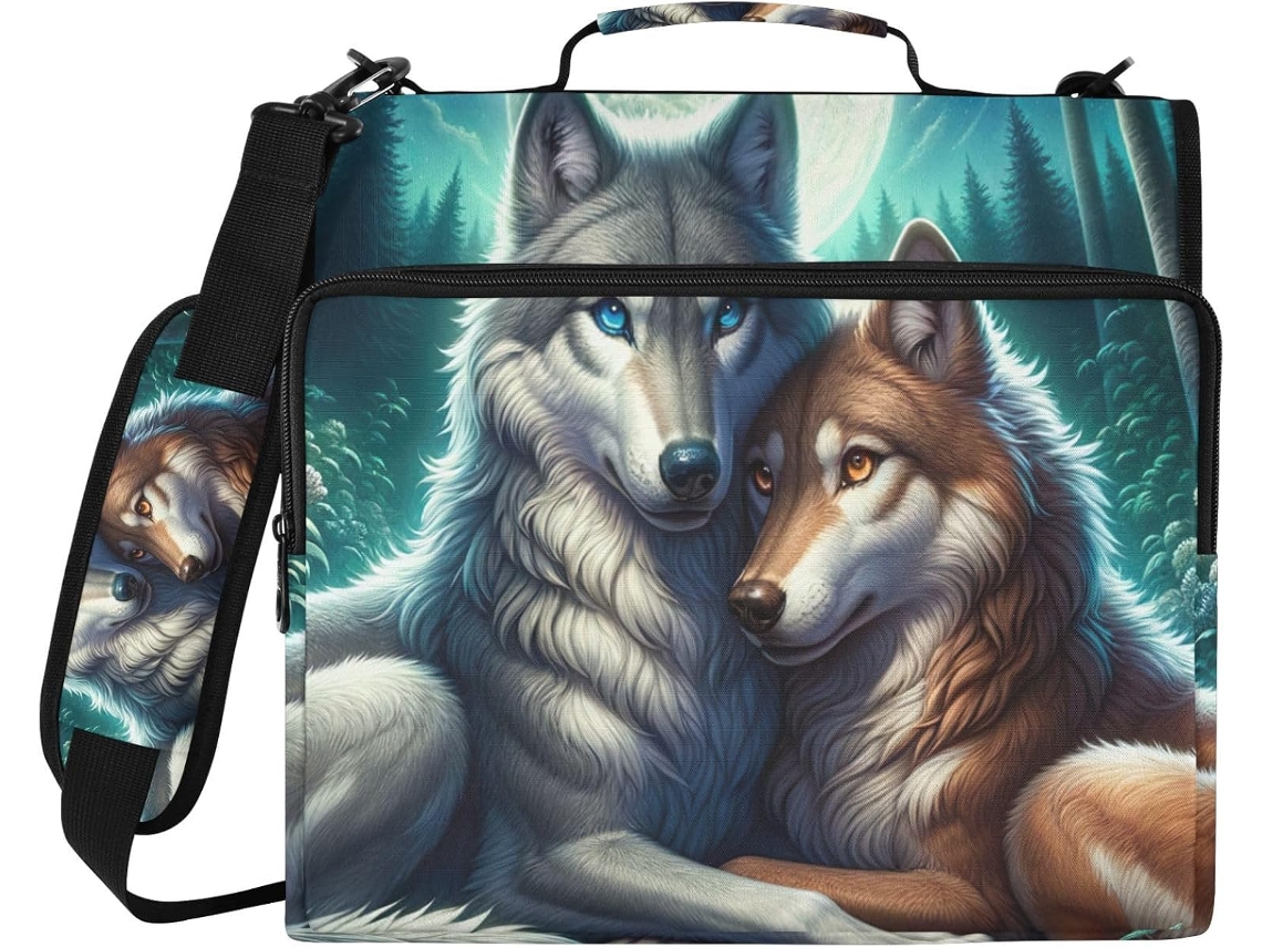 Wolf Mate Organizador De Fichário Com Zíper, 3 Argolas E Compartimento Laptop, Tecido Repelente À Água