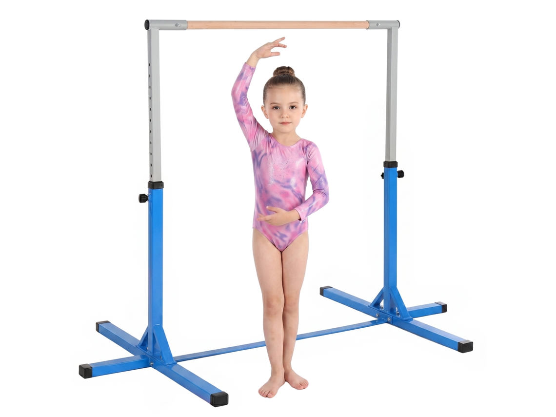 Barra de Ginástica para Crianças com Altura Ajustável 92 150 Cm Barra Horizontal de Ginástica 194x121x150 Cm Azul pt