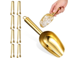 Conjunto De 2 Pás Gelo Titânio E 8 Pinças Em Aço Inoxidável 304 Multifuncionais Para Uso Bares, Cozinhas E Buffets