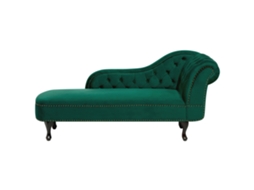 Chaise longue versão à direita BELIANI Nimes de Veludo Verde 169x65x79
