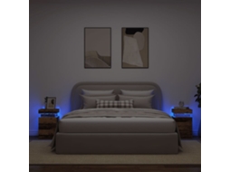 Vidaxl Mesas De Cabeceira C/ Led 2 Pcs Derivados Madeira Madeira Velha
