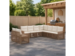Vidaxl Conjunto De Sofá De Jardim 9 Unid. Bege E Branco Creme Vime Pe