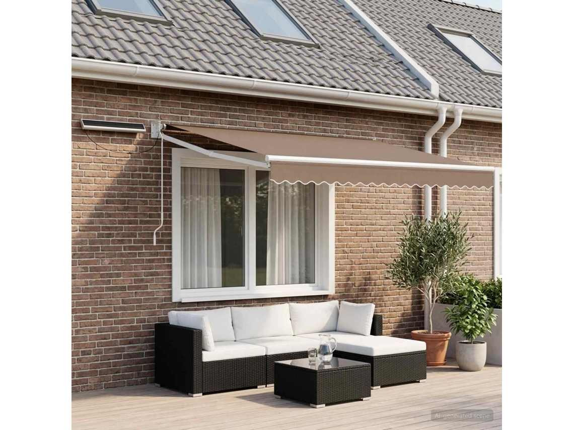 Vidaxl Toldo Retrátil Elétrico Cinzento-acastanhado 3 X 2,5 M